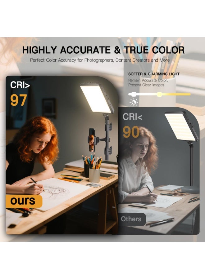 2-Pack LED Video Light Kit, Studio Light, 2800-6500K Dimmable Photography Lighting Kit with Tripod Stand&Phone Holder, 73" Stream Light for Video Recording, Game Streaming, YouTube - Image 4